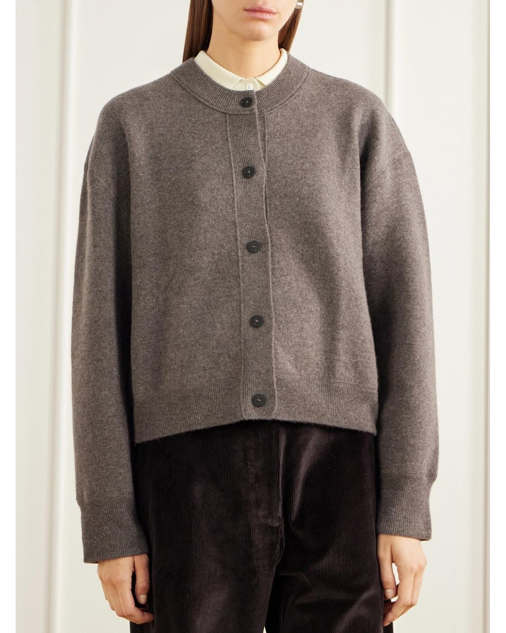Studio Nicholson Gray Wool And Cashmere-Blend Cardigan