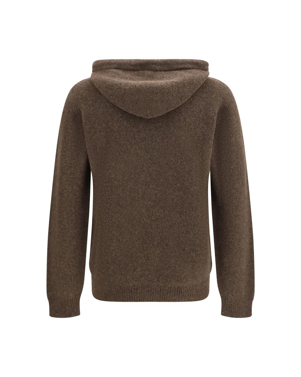 Roberto Collina Brown Drawstring-Hood Knitted Hoodie for men