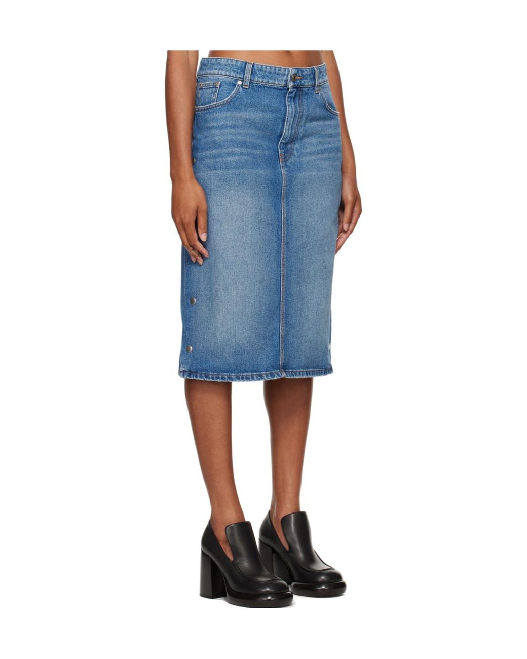 Stella McCartney Blue Snap Denim Midi Skirt