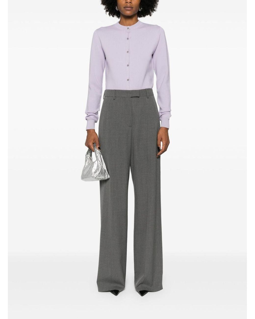 Valentino Gray High Waist Straight Leg Pants