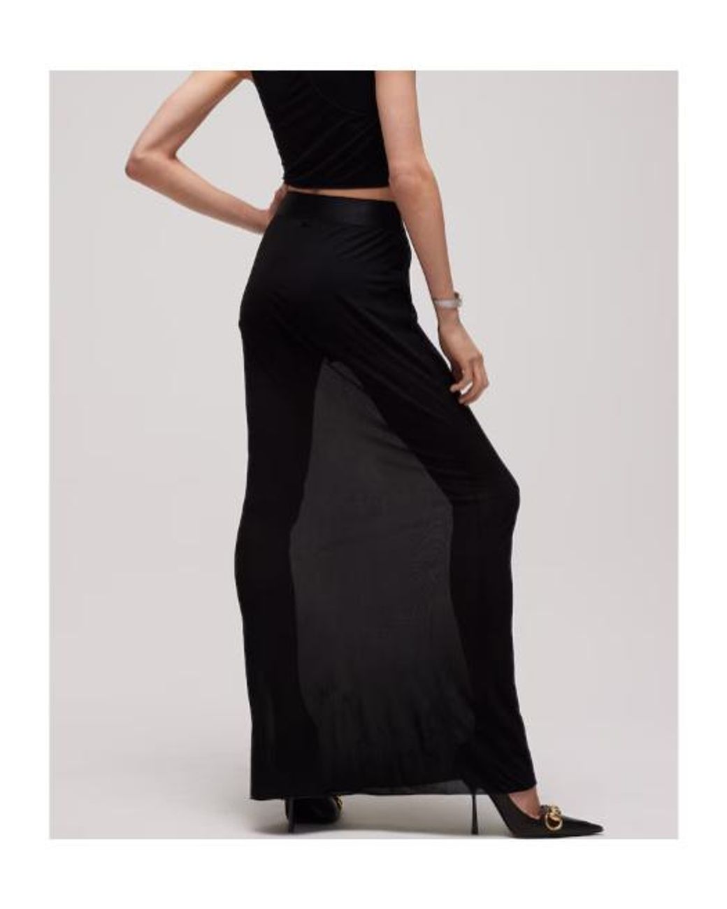 Gucci Black Viscose Crêpe Jersey Long Skirt