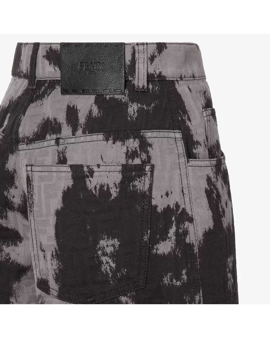 Fendi Gray Ff Animalier Printed Long Jeans