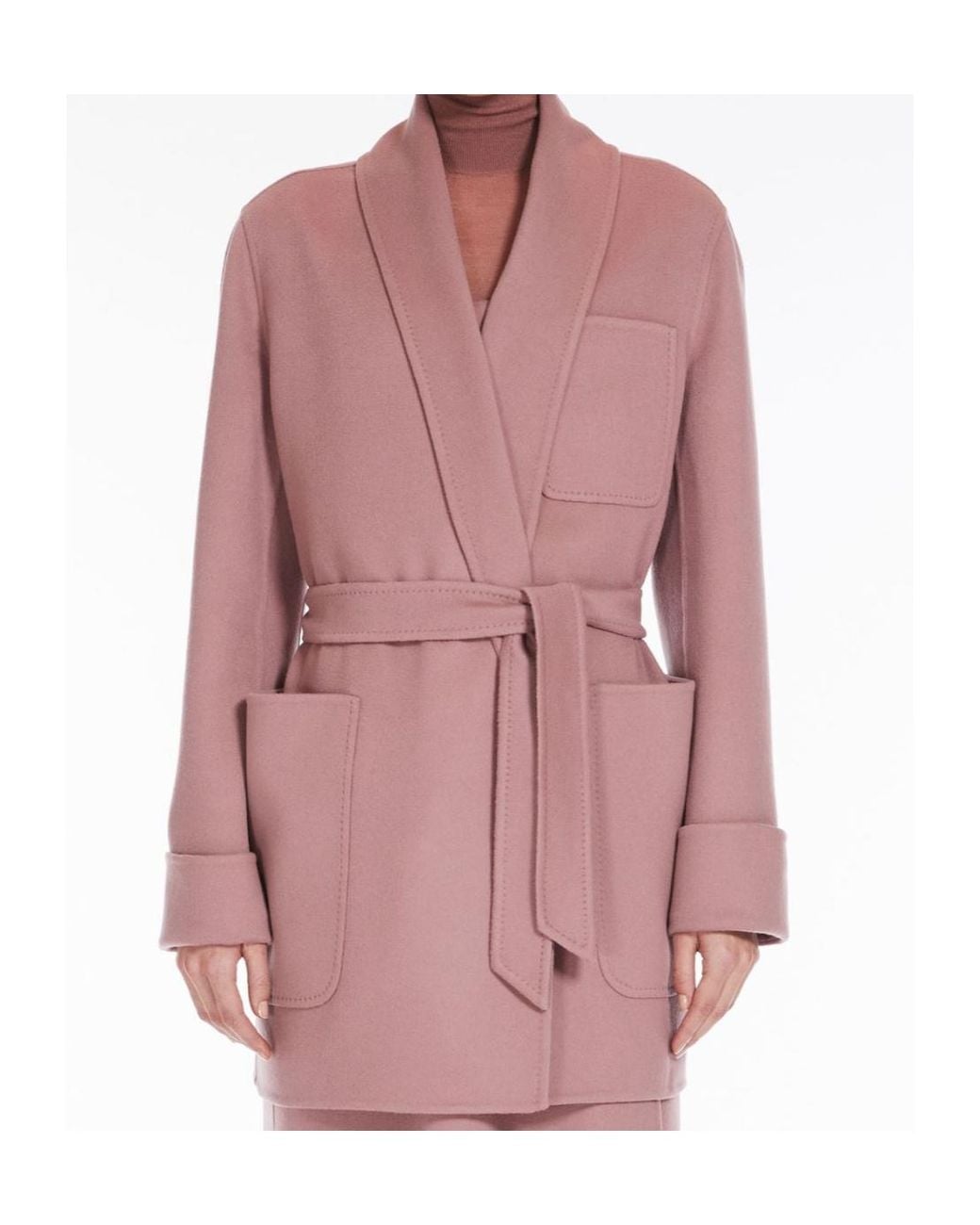 Max Mara Purple Belted Long-Sleeved Jacket