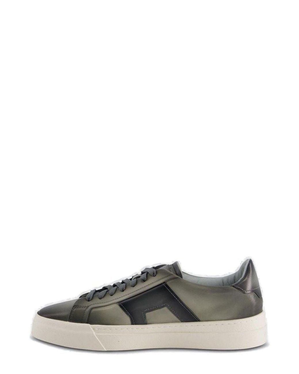 Santoni Brown Logo-Embossed Lace-Up Sneakers for men