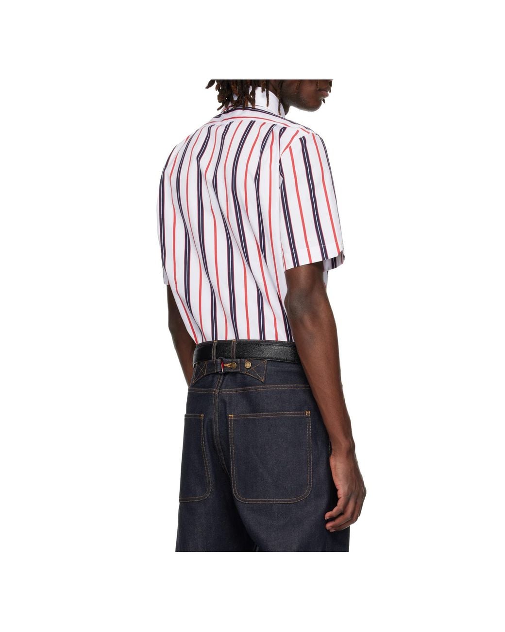 Thom Browne Red Repp Striped Poplin Shirt for men