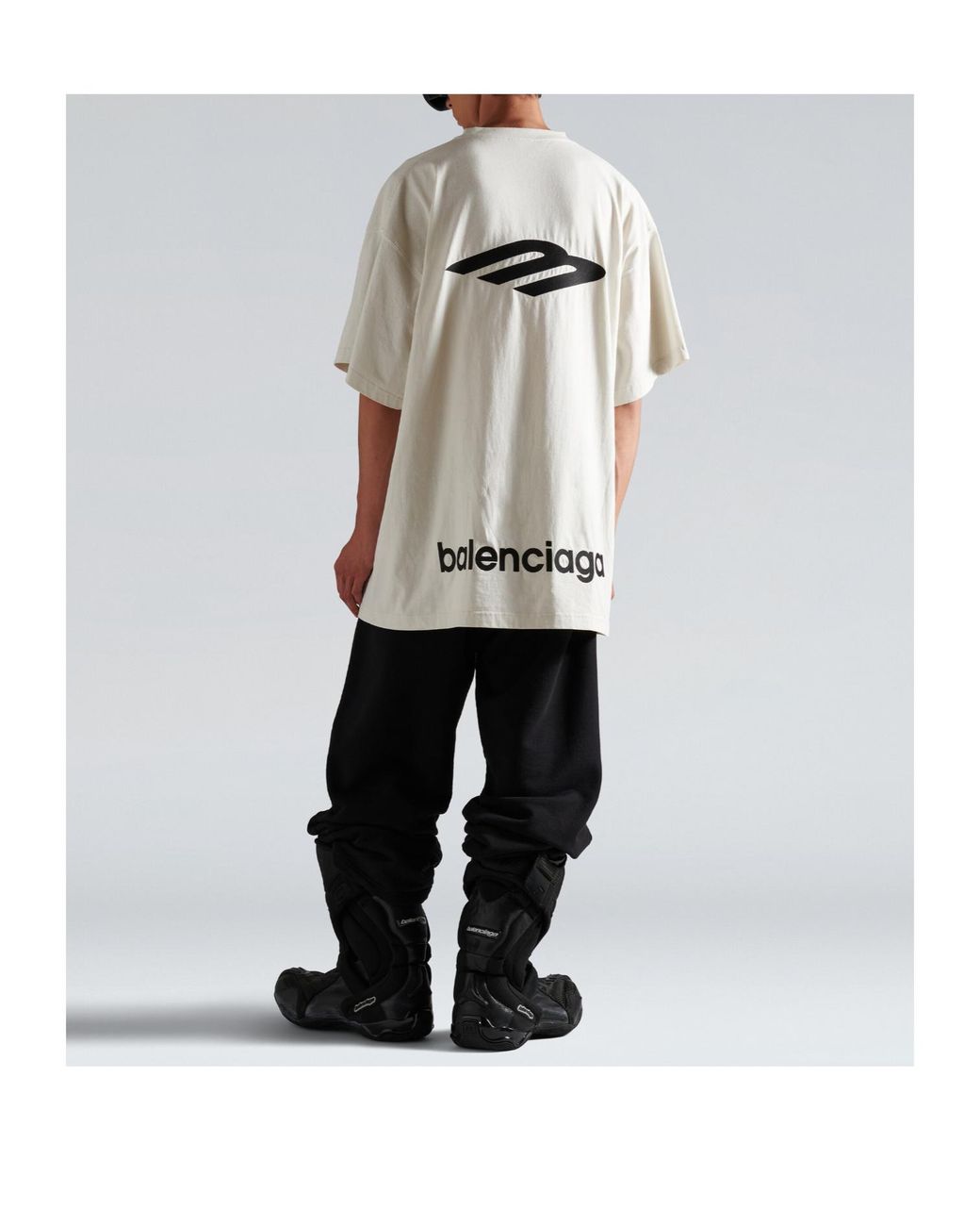 Balenciaga White 3B Sports Icon Oversized T-Shirt for men