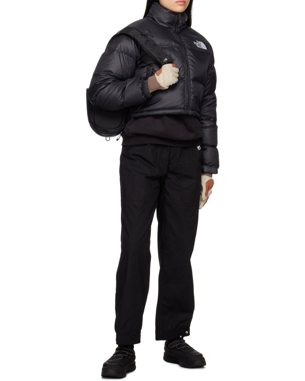 The North Face Blue Nuptse Cropped Padded Jacket
