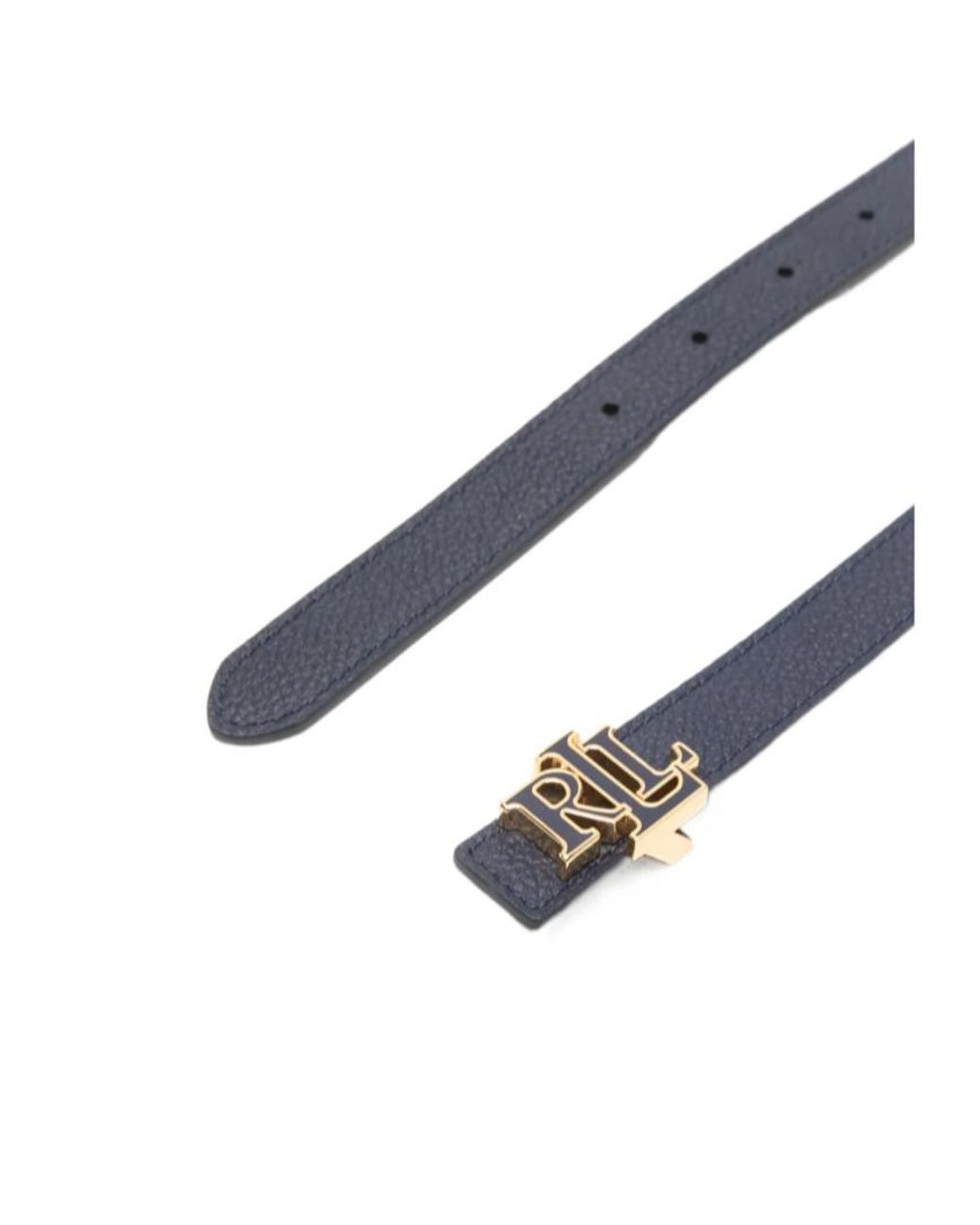 Ralph Lauren White Lauren Logo Plaque Buckle Belt