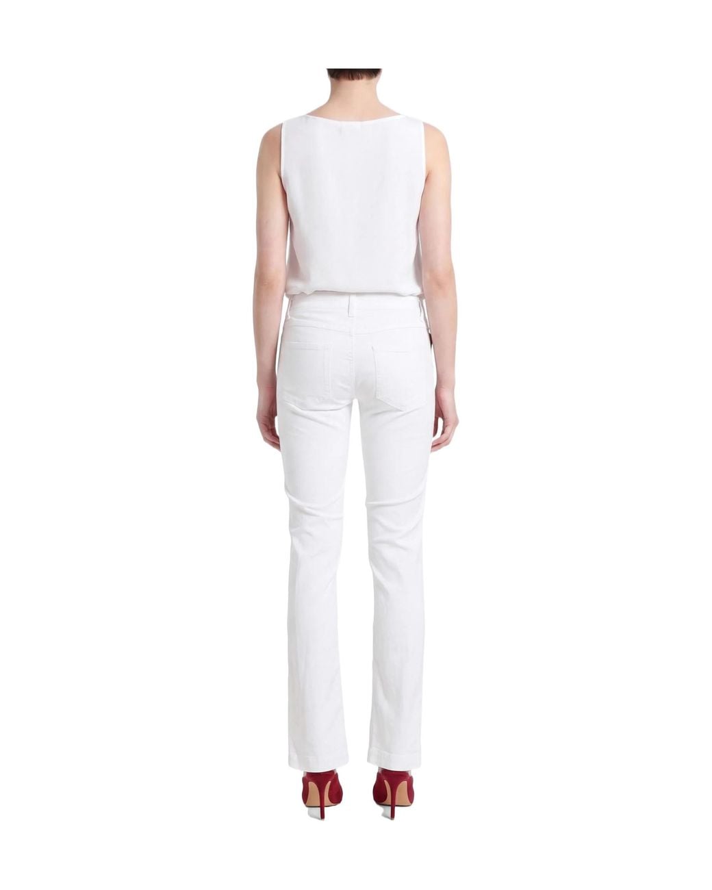 Dolce & Gabbana White Solid Color Straight Leg Pants