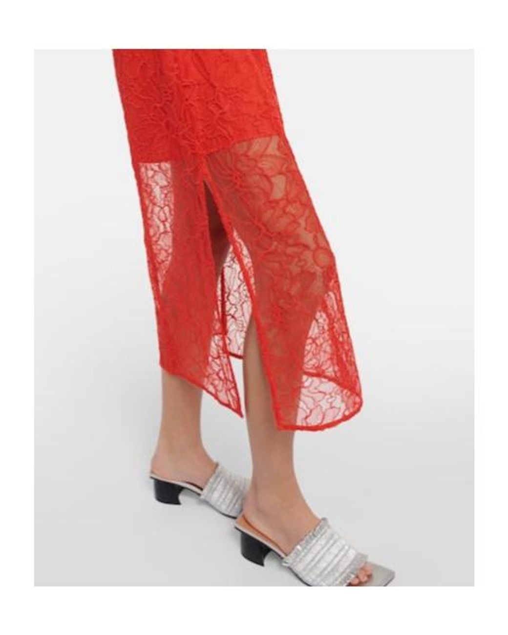 Ganni Red Mid-Length Lace Dress