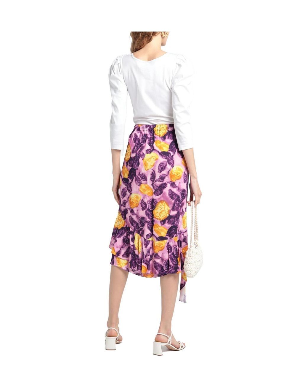 Marni White Multicolorprint Asymmetrical Skirt