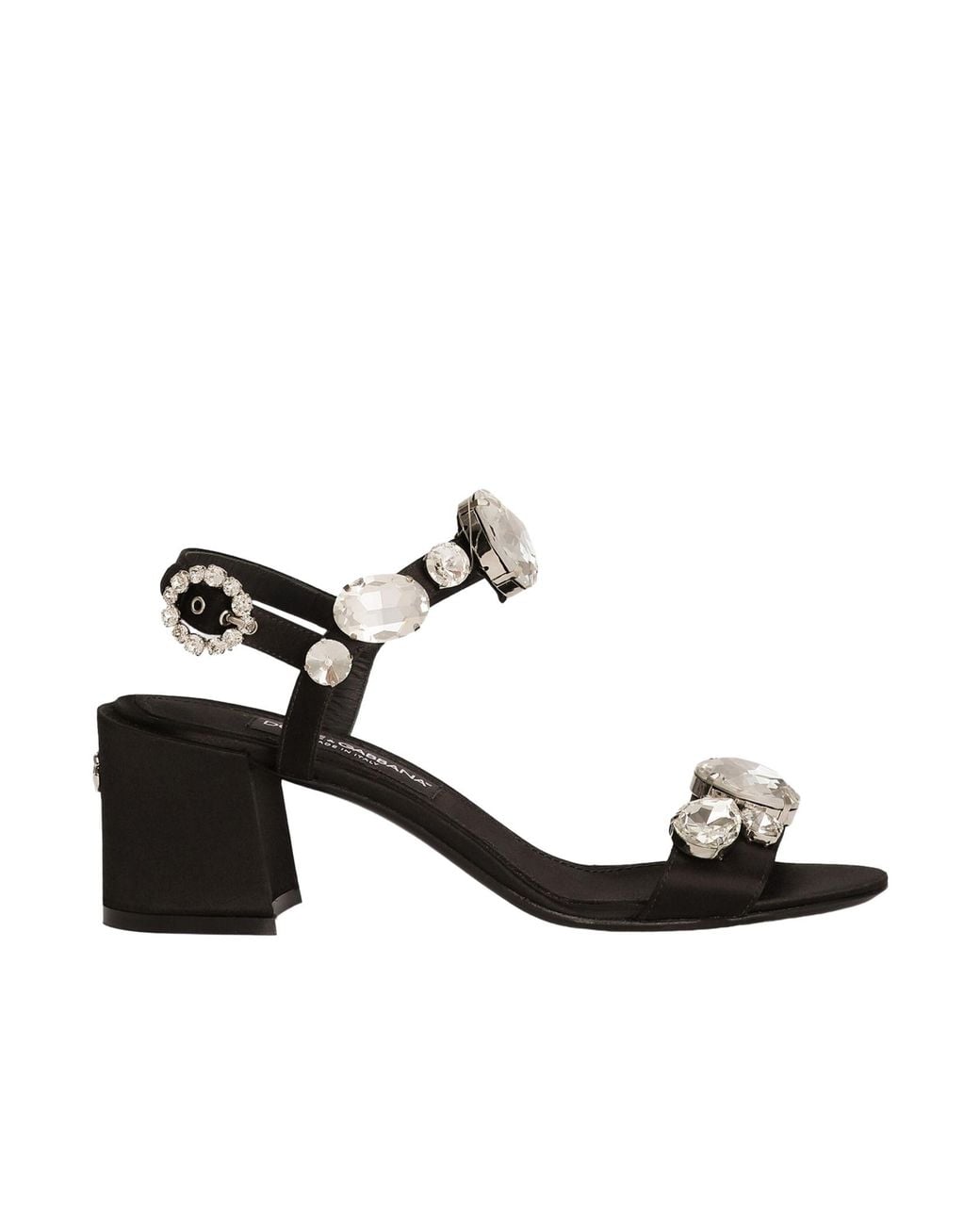 Dolce & Gabbana White Gemstone Embellishment Heeled Sandals