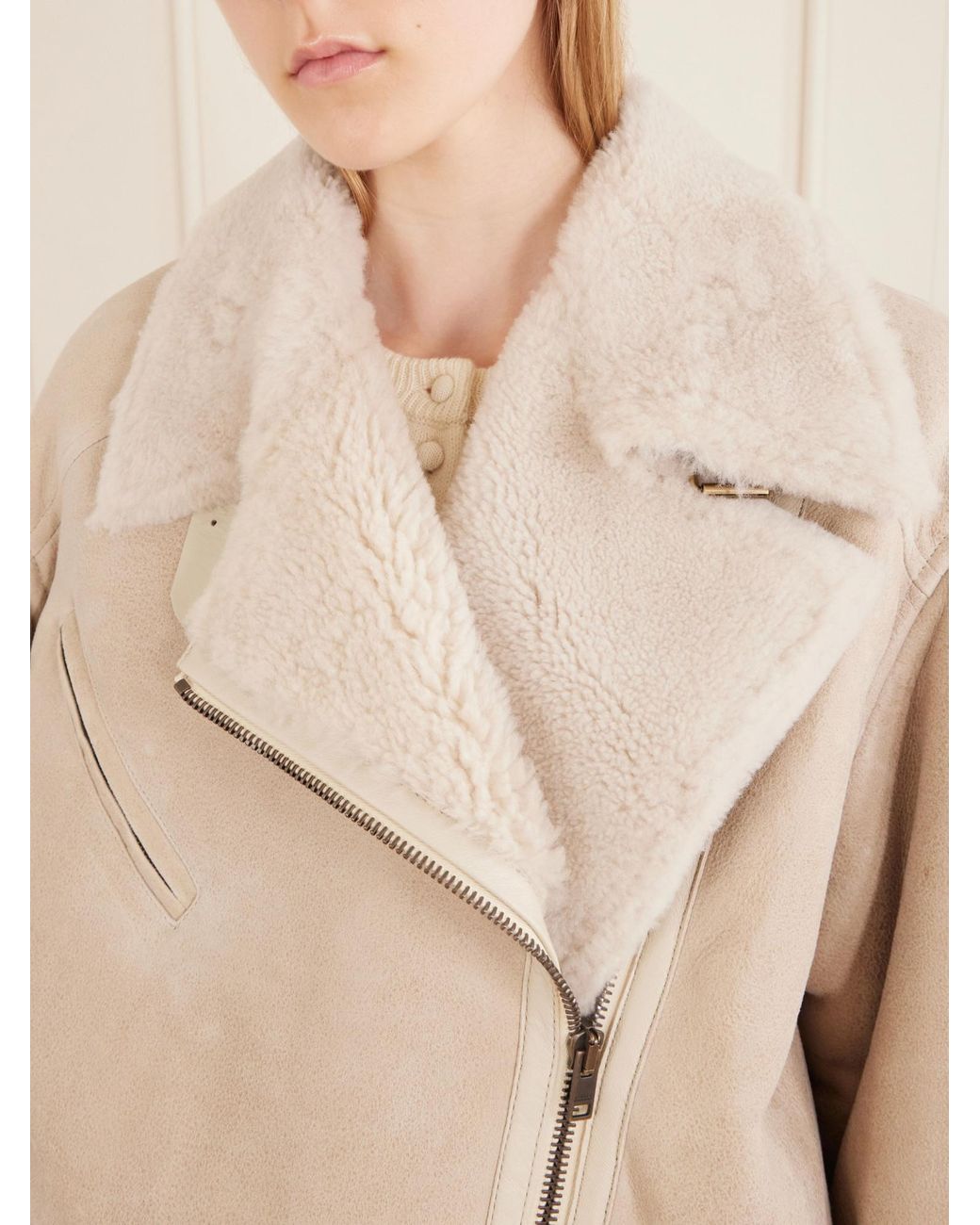Isabel Marant Natural Adelina Shearling Coat