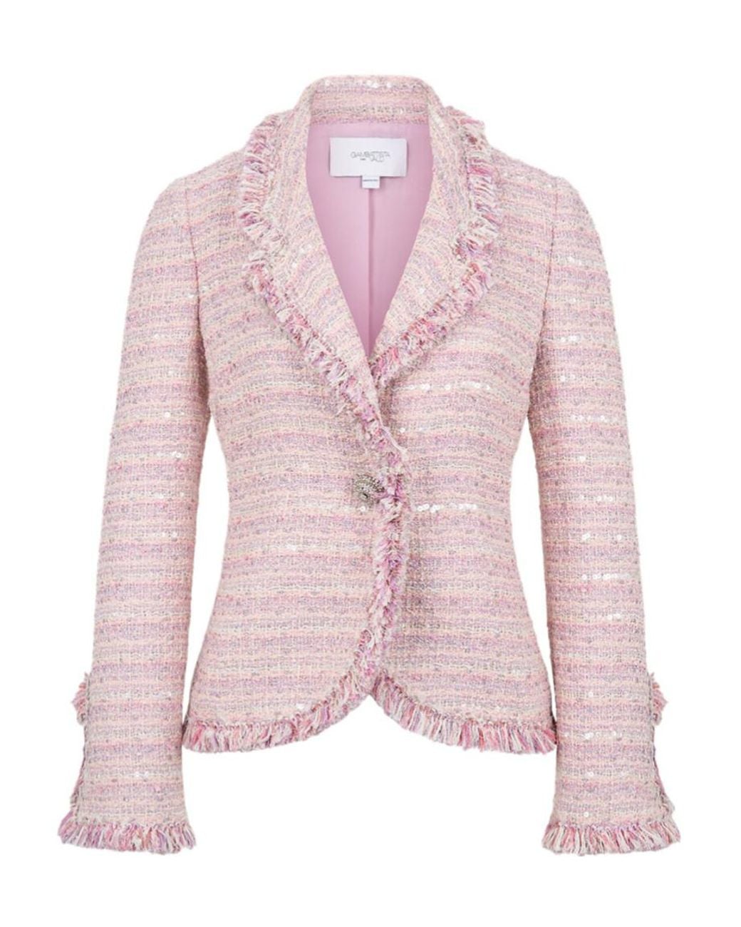 Giambattista Valli Pink Cinched-Waist Tweed Blazer