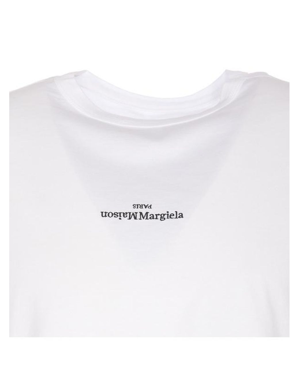 Maison Margiela White Logo Embroidered Crewneck T-Shirt for men