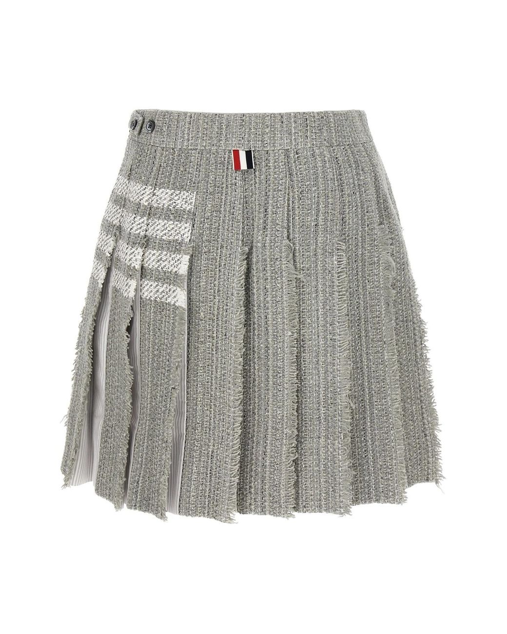 Thom Browne Gray 4-Bar Frayed Edge Mini Skirt