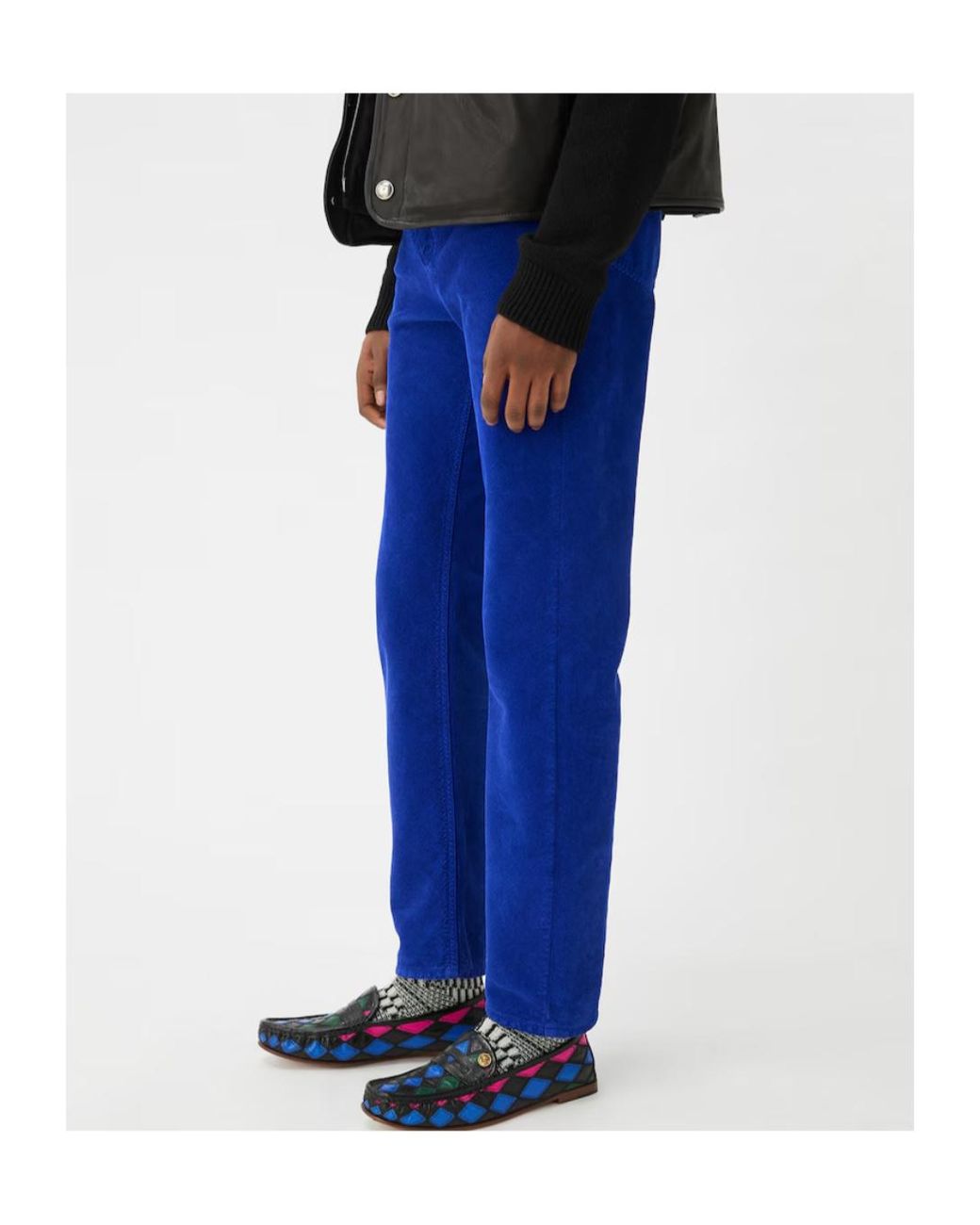 Versace Blue Straight-Leg Corduroy Pants for men