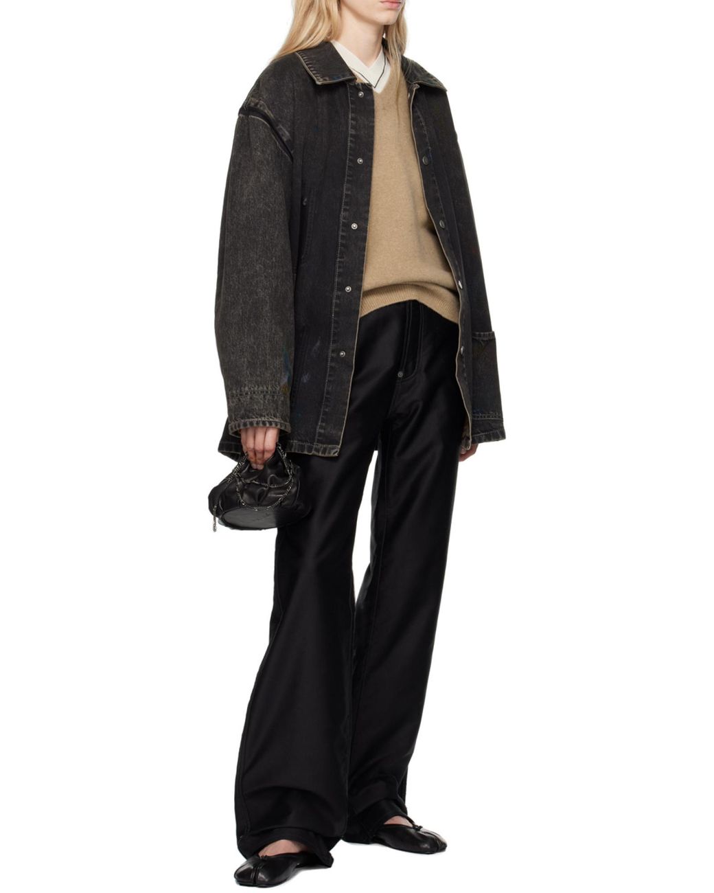 Maison Margiela Natural Four-Stitch V-Neck Jumper for men