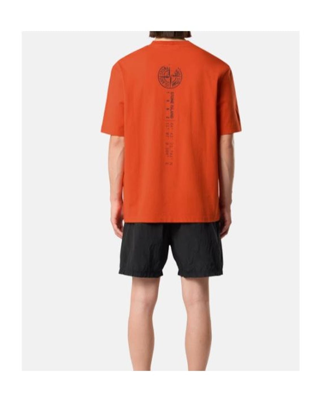 Stone Island Orange Regular-Fit T-Shirt With Vertical Placement Print for men