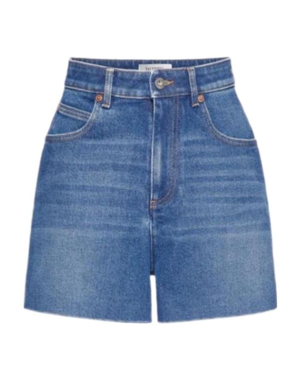 Valentino Blue High-Waisted Denim Shorts