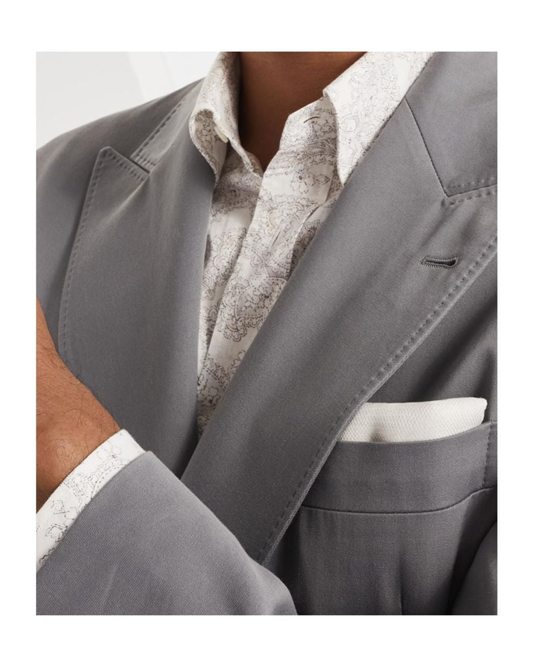 Brunello Cucinelli Gray Gabardine Cotton-Cashmere Blazer for men