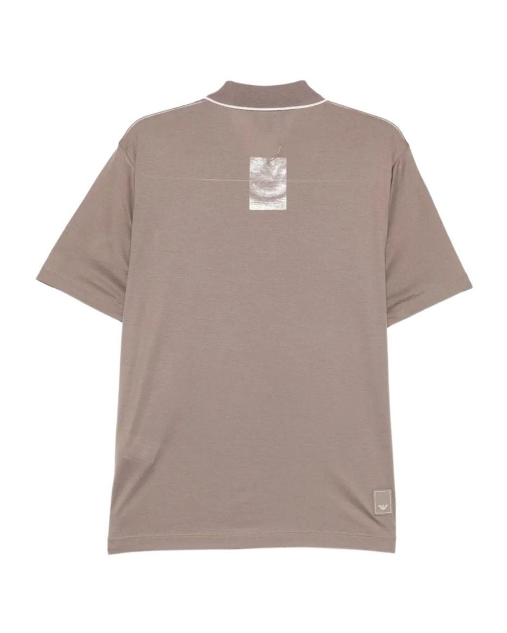 Emporio Armani Gray Logo-Patch Polo Shirt for men