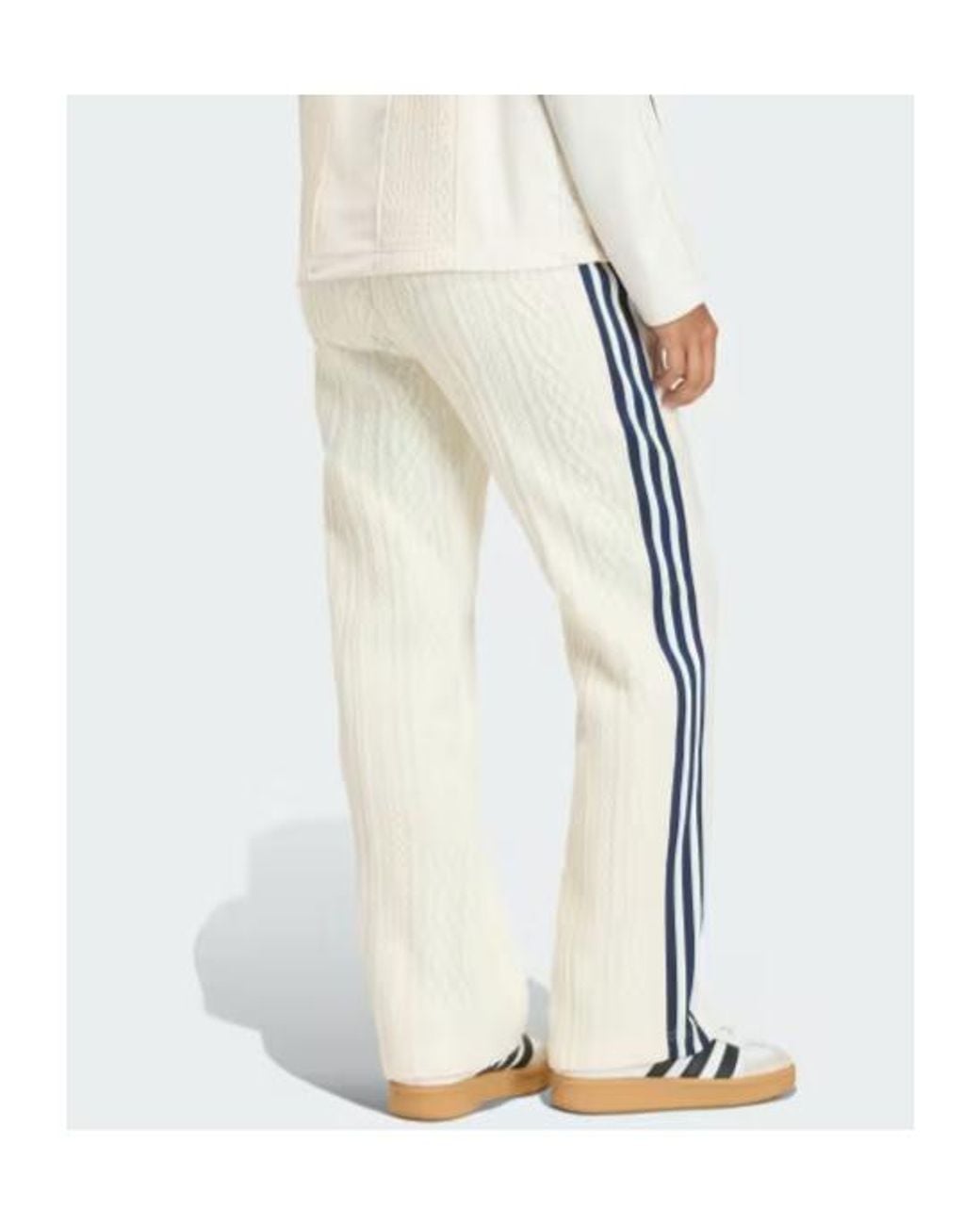 Adidas Originals White Adidas Side-Striped Straight Leg Track Pants