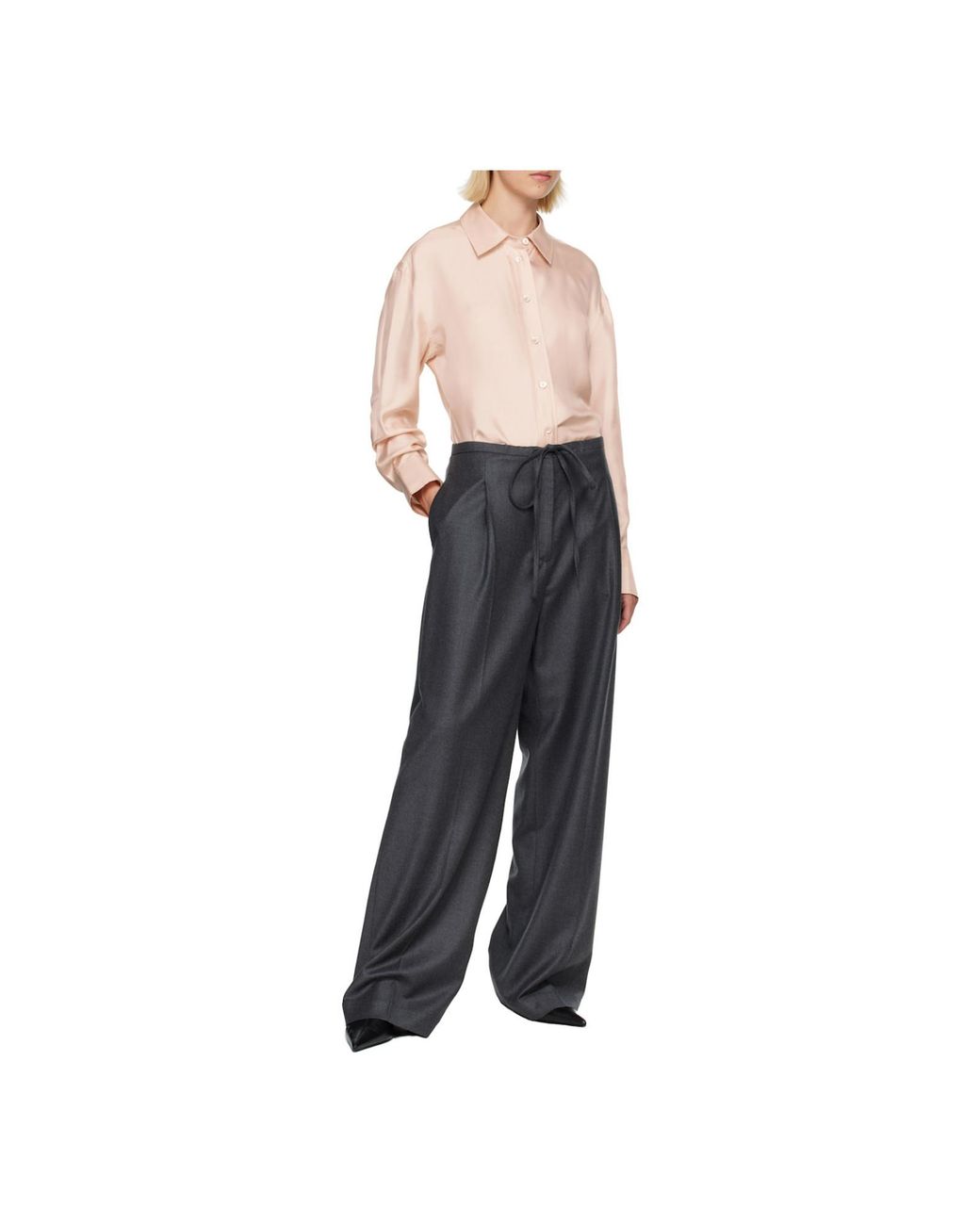 Rohe Blue Drawstring-Waist Pleated Trousers