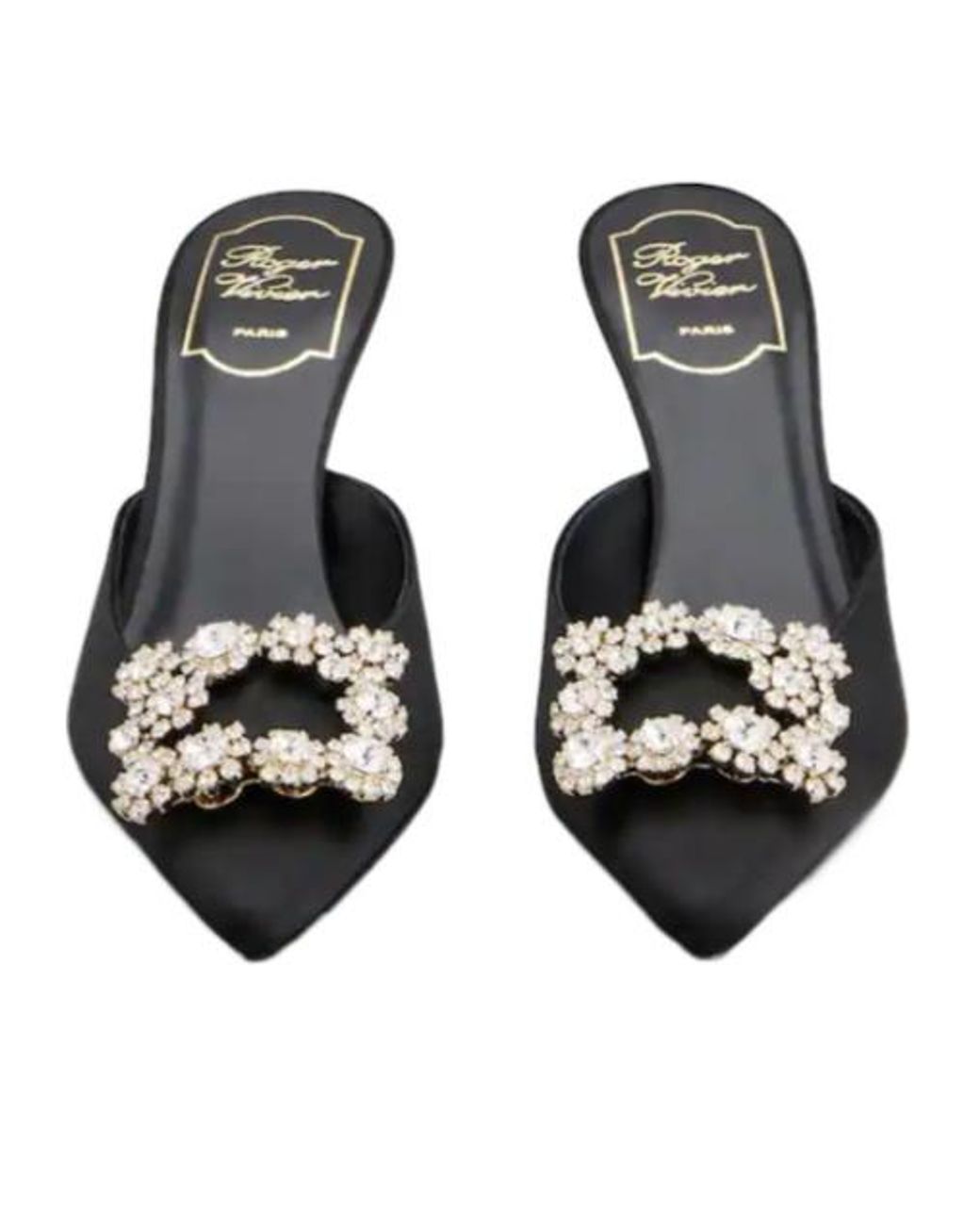 Roger Vivier Black Buckle Embellished Slip-On Mules