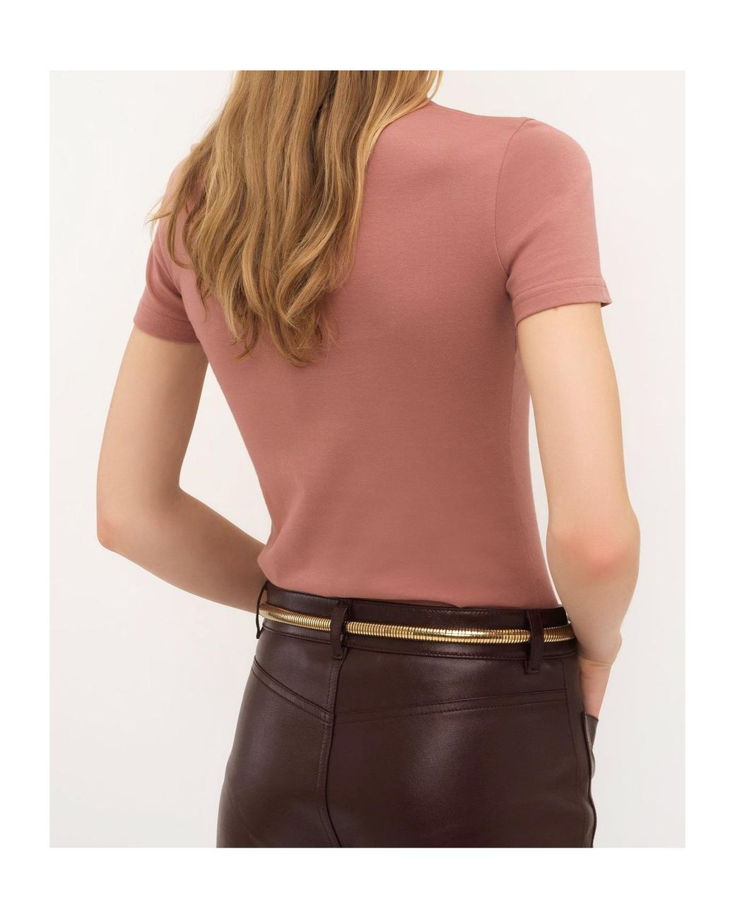 Chloé Pink Chloé Logo Detailed Crewneck T-Shirt