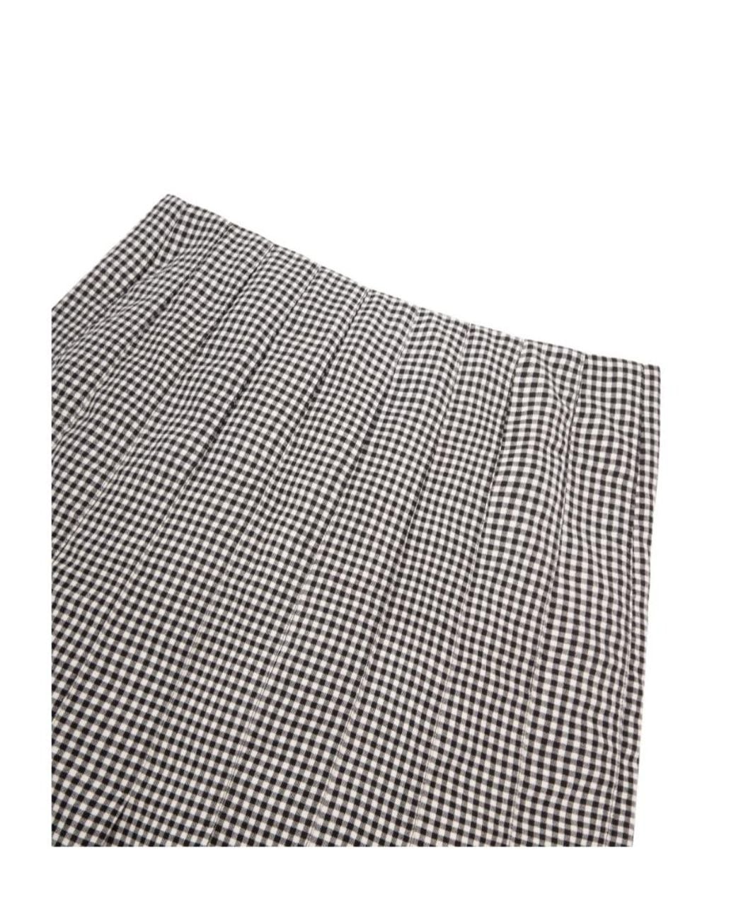 Ferragamo Gray Ferragamo Pleated Checked Skirt