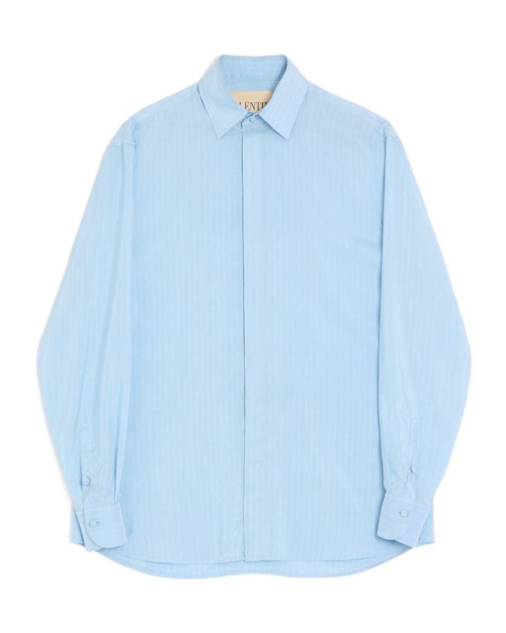 Valentino Blue Striped Button-Up Shirt for men