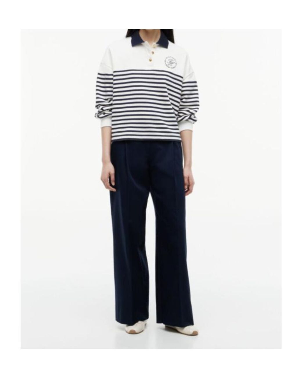 Tommy Hilfiger White Striped Long-Sleeve Polo Shirt