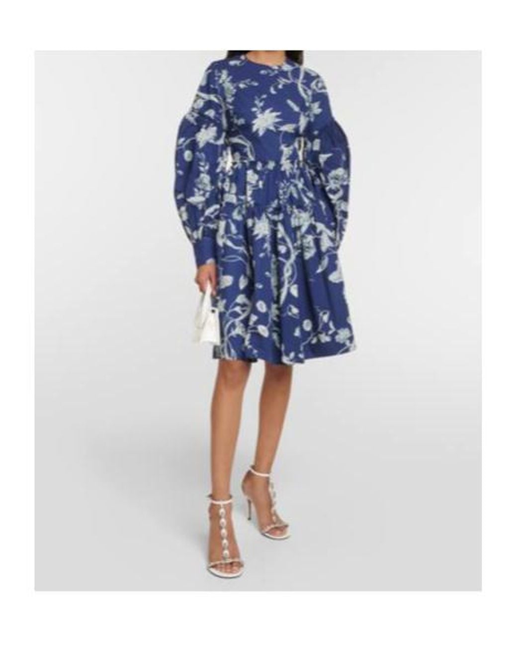 Erdem Blue Floral Poplin Minidress