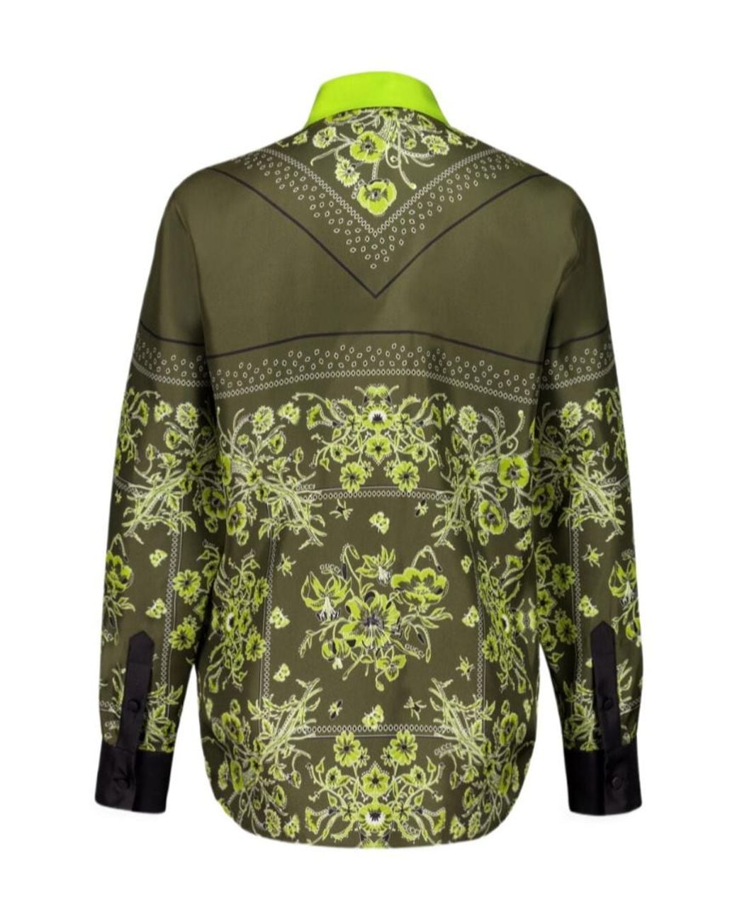 Gucci Green Printed Silk Twill Shirt