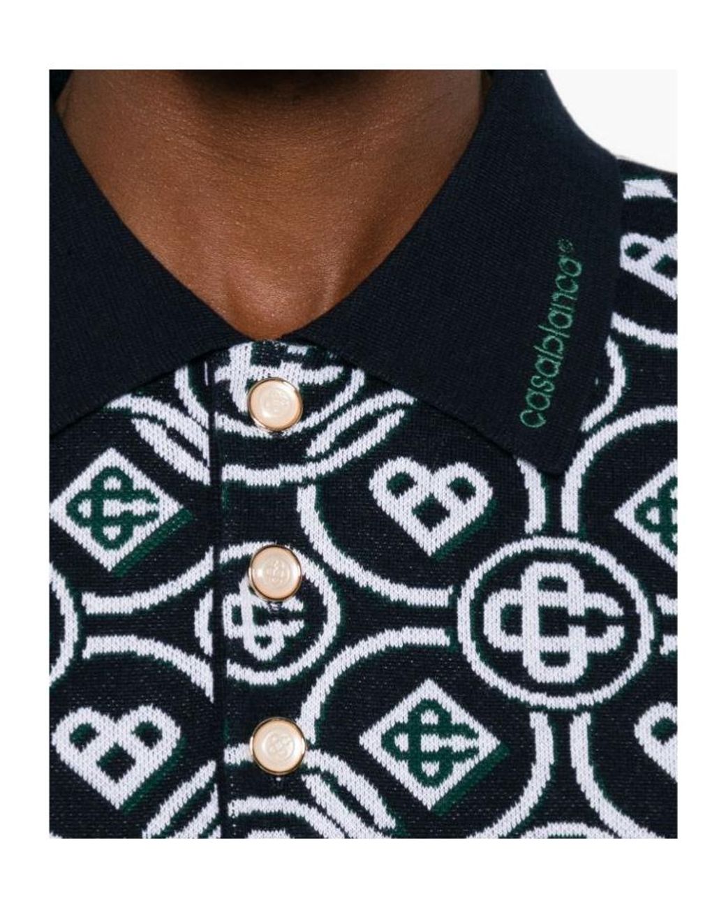 Casablanca Black Cc Monogram Pattern Polo Shirt for men