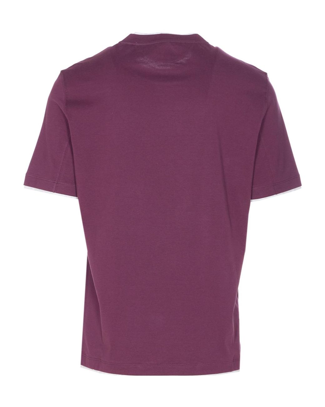 Brunello Cucinelli Purple Layered-Effect Crewneck T-Shirt for men