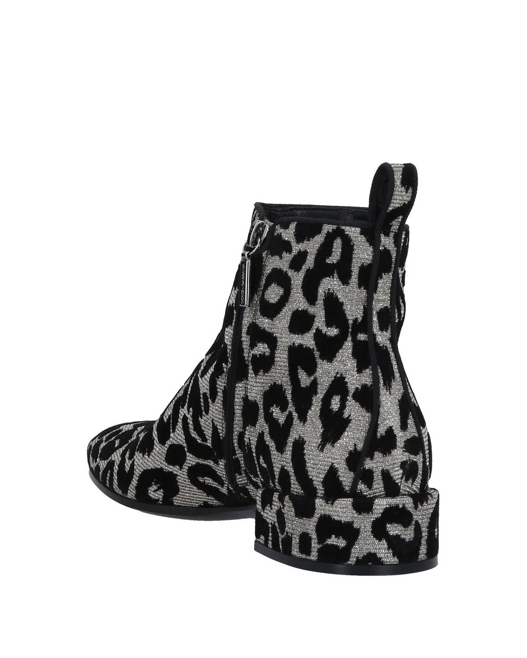 Dolce & Gabbana Multicolor Black Silver Leopard Ankle Zipper Boots Shoes