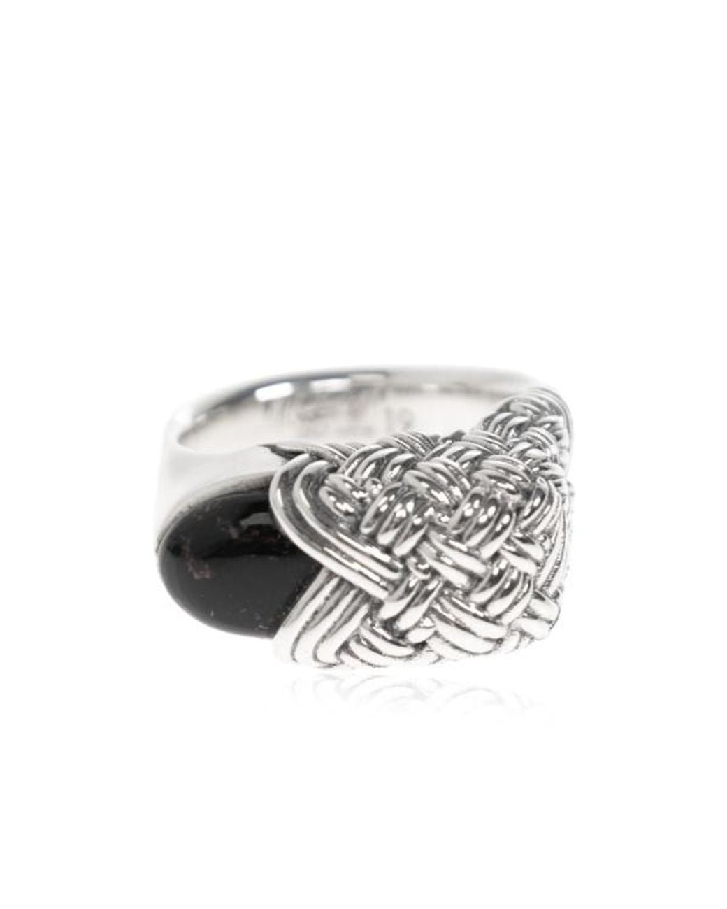 Bottega Veneta White Intreccio Ring for men