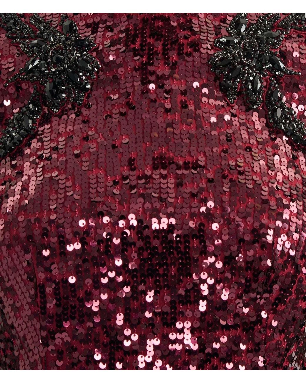 Erdem Red Embellished Sequined Georgette Midi Dress