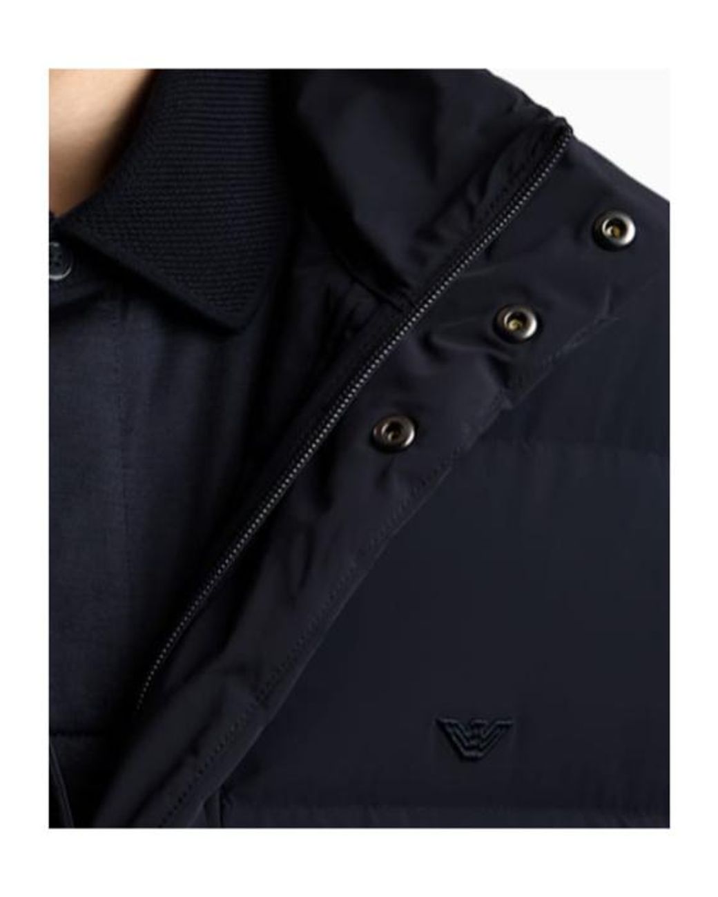 Emporio Armani Blue Nylon Down Jacket With Tone-On-Tone Logo On The Chest for men