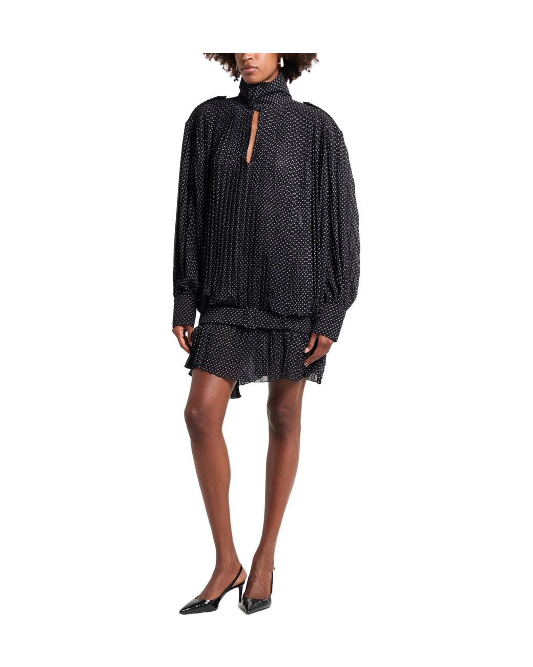 MM6 by Maison Margiela Black Polkadot Pleated Dress
