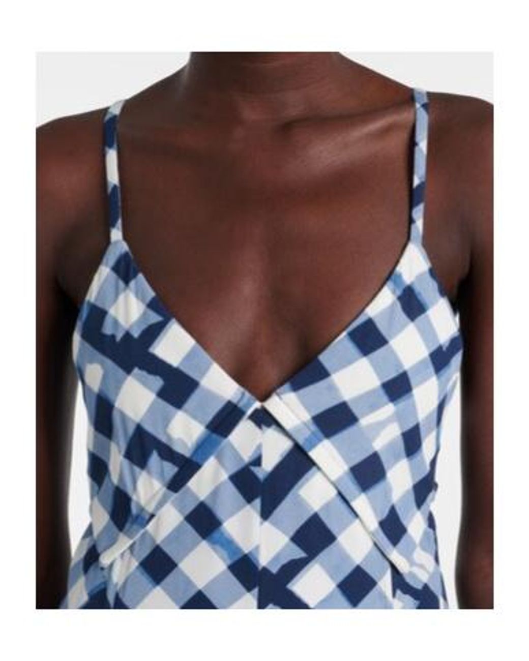 Proenza Schouler Blue June Checked Crepe De Chine Maxi Dress