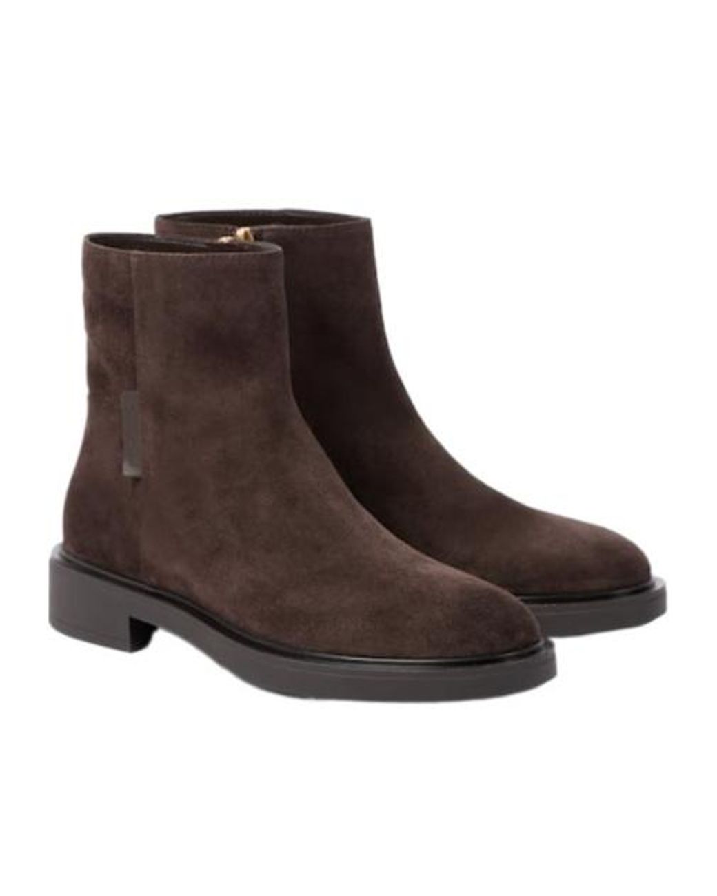 Gianvito Rossi Brown Round Toe Suede Ankle Boots