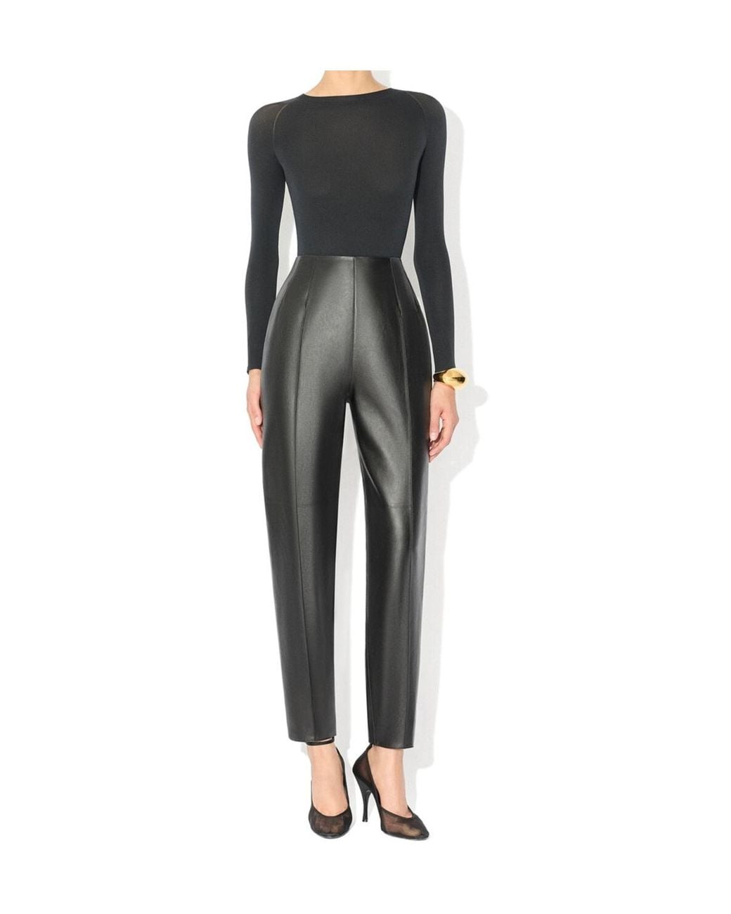 Alaïa Black Tapered Lambskin Pants