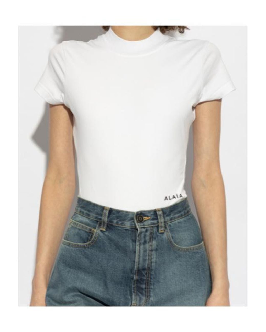 Alaïa White Alaïa Logo Embroidered Jersey Bodysuit