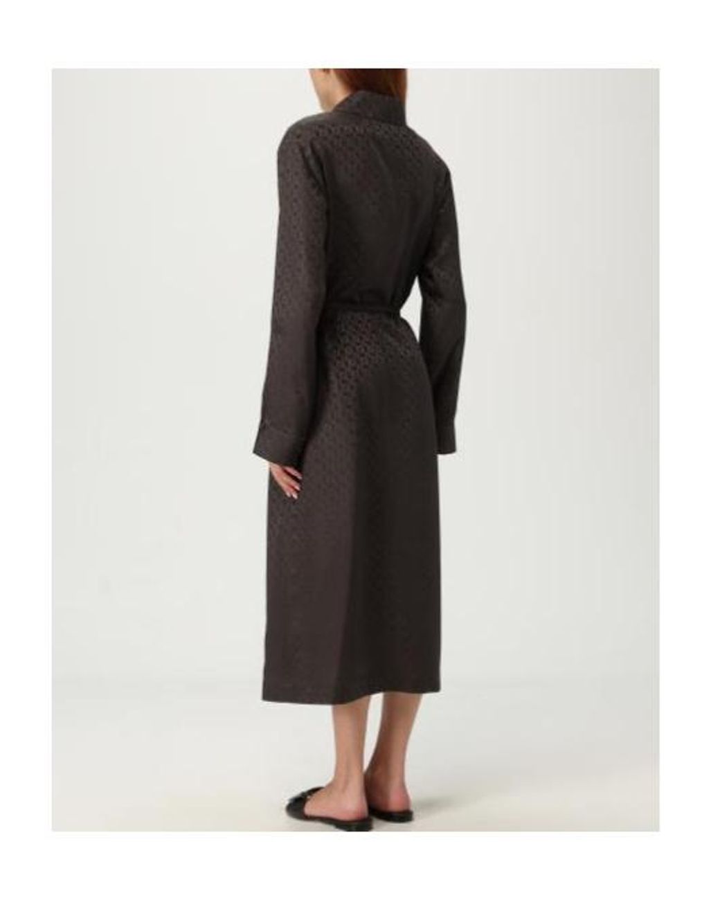 Fendi Brown Ff Jacquard Belted Midi Shirt Dress
