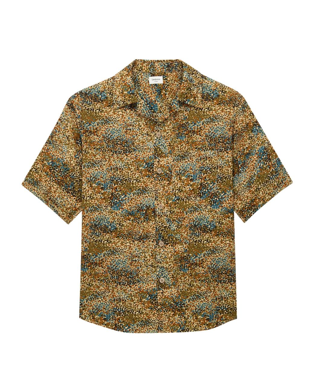 Saint Laurent Green All-Over Patterned Button-Up Shirt for men
