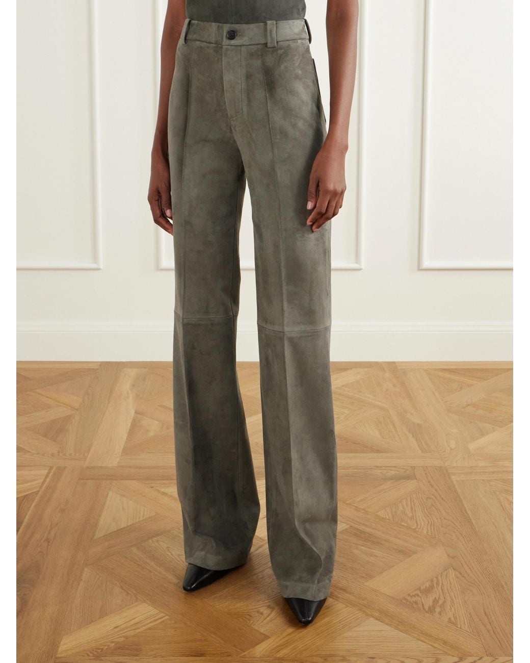 Stouls Gray Suede Wide-Leg Pants