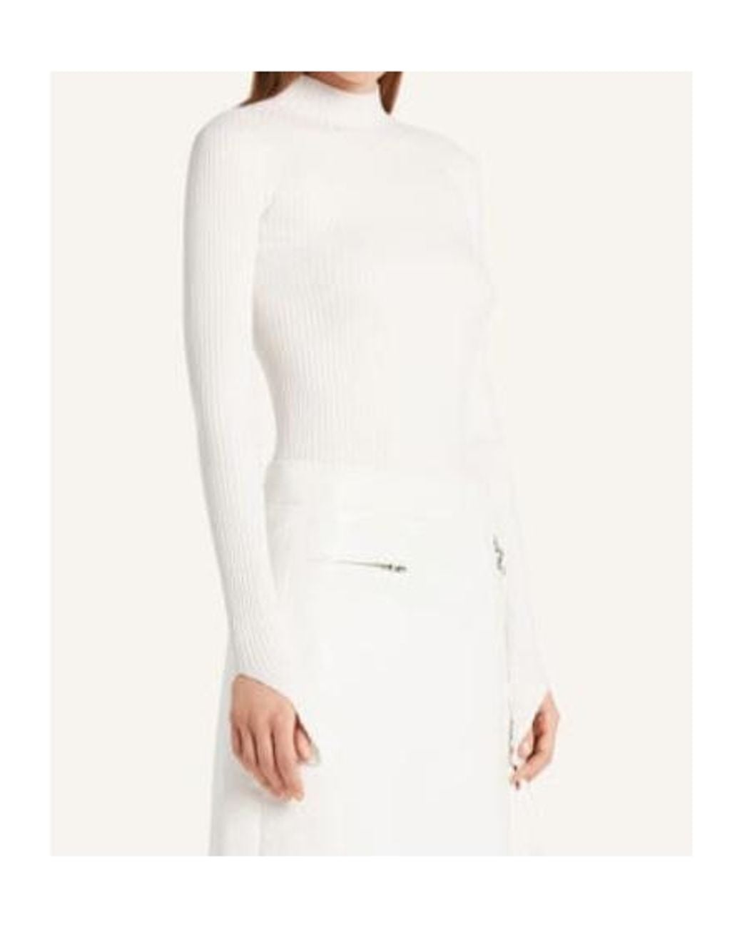Courreges White Ribbed Turtleneck Top